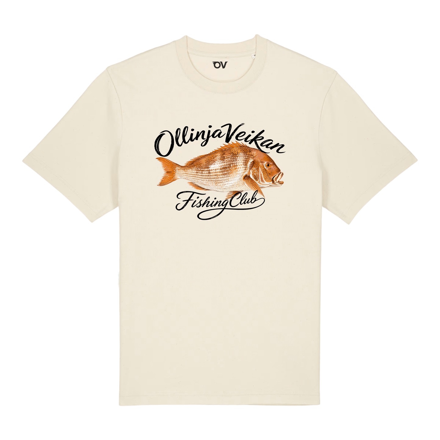 Fishing club t-paita Beige
